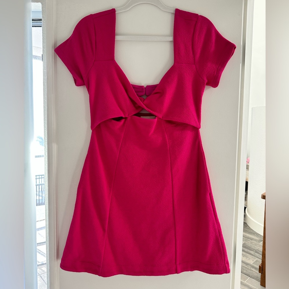 NEW Maeve Hot Pink cut out mini dress with gold button detail NEVER WORN